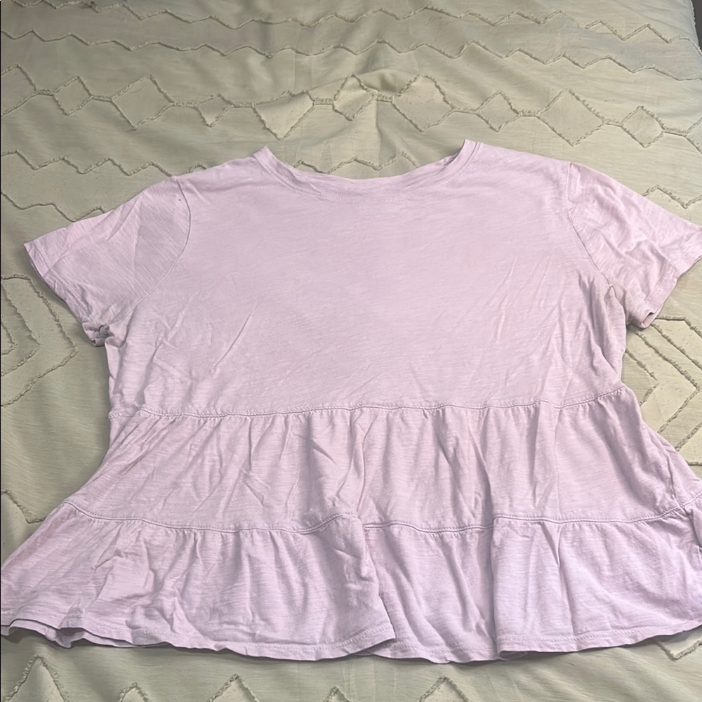 Time and Tru Pink Ruffled Peplum Blouse